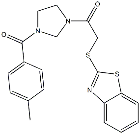 2-(1,3-benzothiazol-2-ylsulfanyl)-1-[3-(4-methylbenzoyl)imidazolidin-1-yl]ethanone Struktur