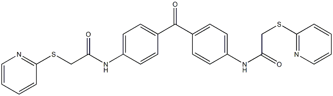 2-pyridin-2-ylsulfanyl-N-[4-[4-[(2-pyridin-2-ylsulfanylacetyl)amino]benzoyl]phenyl]acetamide Struktur