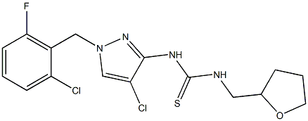 1-[4-chloro-1-[(2-chloro-6-fluorophenyl)methyl]pyrazol-3-yl]-3-(oxolan-2-ylmethyl)thiourea Struktur