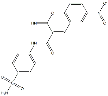 2-imino-6-nitro-N-(4-sulfamoylphenyl)chromene-3-carboxamide Struktur