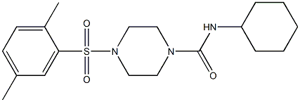 N-cyclohexyl-4-(2,5-dimethylphenyl)sulfonylpiperazine-1-carboxamide Struktur