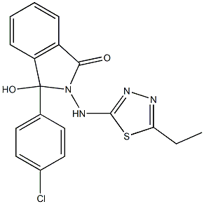 3-(4-chlorophenyl)-2-[(5-ethyl-1,3,4-thiadiazol-2-yl)amino]-3-hydroxyisoindol-1-one Struktur