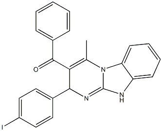 [2-(4-iodophenyl)-4-methyl-2,10-dihydropyrimido[1,2-a]benzimidazol-3-yl]-phenylmethanone Struktur