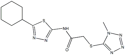 N-(5-cyclohexyl-1,3,4-thiadiazol-2-yl)-2-(1-methyltetrazol-5-yl)sulfanylacetamide Struktur