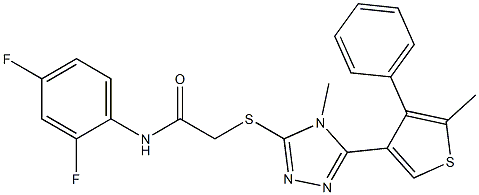 N-(2,4-difluorophenyl)-2-[[4-methyl-5-(5-methyl-4-phenylthiophen-3-yl)-1,2,4-triazol-3-yl]sulfanyl]acetamide Struktur