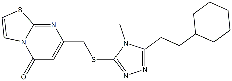 7-[[5-(2-cyclohexylethyl)-4-methyl-1,2,4-triazol-3-yl]sulfanylmethyl]-[1,3]thiazolo[3,2-a]pyrimidin-5-one Struktur