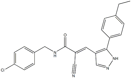 (E)-N-[(4-chlorophenyl)methyl]-2-cyano-3-[5-(4-ethylphenyl)-1H-pyrazol-4-yl]prop-2-enamide Struktur