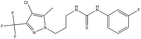 1-[3-[4-chloro-5-methyl-3-(trifluoromethyl)pyrazol-1-yl]propyl]-3-(3-fluorophenyl)thiourea Struktur