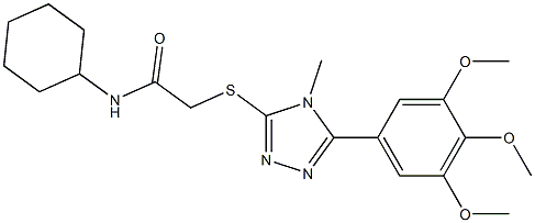 N-cyclohexyl-2-[[4-methyl-5-(3,4,5-trimethoxyphenyl)-1,2,4-triazol-3-yl]sulfanyl]acetamide Struktur