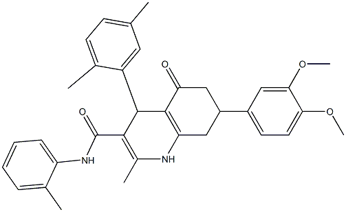 7-(3,4-dimethoxyphenyl)-4-(2,5-dimethylphenyl)-2-methyl-N-(2-methylphenyl)-5-oxo-4,6,7,8-tetrahydro-1H-quinoline-3-carboxamide Struktur