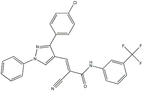 (E)-3-[3-(4-chlorophenyl)-1-phenylpyrazol-4-yl]-2-cyano-N-[3-(trifluoromethyl)phenyl]prop-2-enamide Struktur