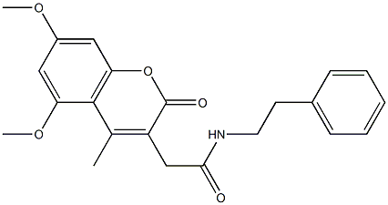 2-(5,7-dimethoxy-4-methyl-2-oxochromen-3-yl)-N-(2-phenylethyl)acetamide Struktur