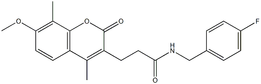 N-[(4-fluorophenyl)methyl]-3-(7-methoxy-4,8-dimethyl-2-oxochromen-3-yl)propanamide Struktur