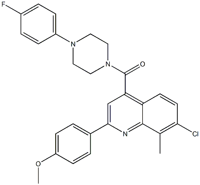 [7-chloro-2-(4-methoxyphenyl)-8-methylquinolin-4-yl]-[4-(4-fluorophenyl)piperazin-1-yl]methanone Struktur