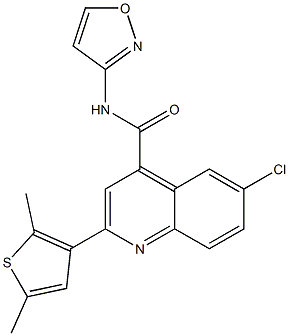 6-chloro-2-(2,5-dimethylthiophen-3-yl)-N-(1,2-oxazol-3-yl)quinoline-4-carboxamide Struktur