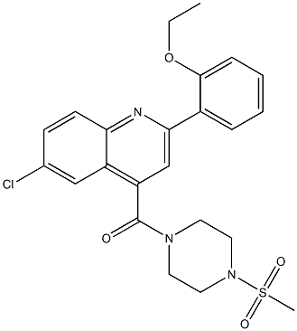 [6-chloro-2-(2-ethoxyphenyl)quinolin-4-yl]-(4-methylsulfonylpiperazin-1-yl)methanone Struktur