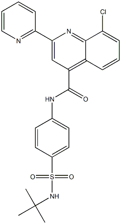 N-[4-(tert-butylsulfamoyl)phenyl]-8-chloro-2-pyridin-2-ylquinoline-4-carboxamide Struktur