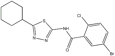 5-bromo-2-chloro-N-(5-cyclohexyl-1,3,4-thiadiazol-2-yl)benzamide Struktur