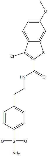 3-chloro-6-methoxy-N-[2-(4-sulfamoylphenyl)ethyl]-1-benzothiophene-2-carboxamide Struktur