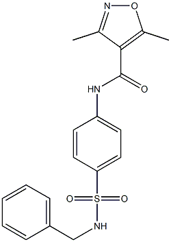 N-[4-(benzylsulfamoyl)phenyl]-3,5-dimethyl-1,2-oxazole-4-carboxamide Struktur