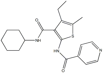 N-[3-(cyclohexylcarbamoyl)-4-ethyl-5-methylthiophen-2-yl]pyridine-4-carboxamide Struktur