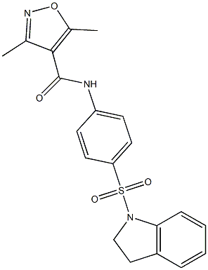 N-[4-(2,3-dihydroindol-1-ylsulfonyl)phenyl]-3,5-dimethyl-1,2-oxazole-4-carboxamide Struktur