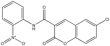 6-chloro-N-(2-nitrophenyl)-2-oxochromene-3-carboxamide Struktur