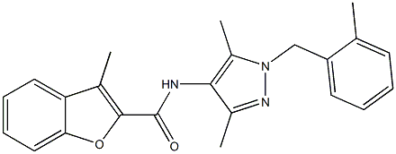 N-[3,5-dimethyl-1-[(2-methylphenyl)methyl]pyrazol-4-yl]-3-methyl-1-benzofuran-2-carboxamide Struktur