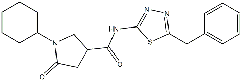 N-(5-benzyl-1,3,4-thiadiazol-2-yl)-1-cyclohexyl-5-oxopyrrolidine-3-carboxamide Struktur