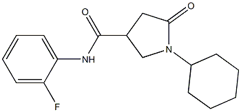 1-cyclohexyl-N-(2-fluorophenyl)-5-oxopyrrolidine-3-carboxamide Struktur