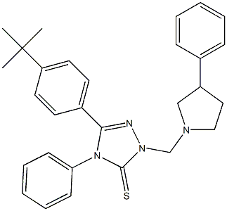 5-(4-tert-butylphenyl)-4-phenyl-2-[(3-phenylpyrrolidin-1-yl)methyl]-1,2,4-triazole-3-thione Struktur