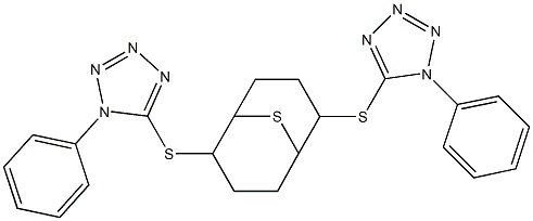 1-phenyl-5-[[2-(1-phenyltetrazol-5-yl)sulfanyl-9-thiabicyclo[3.3.1]nonan-6-yl]sulfanyl]tetrazole Struktur