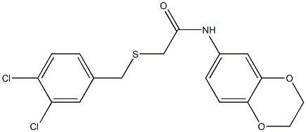 2-[(3,4-dichlorophenyl)methylsulfanyl]-N-(2,3-dihydro-1,4-benzodioxin-6-yl)acetamide Struktur