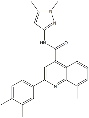 2-(3,4-dimethylphenyl)-N-(1,5-dimethylpyrazol-3-yl)-8-methylquinoline-4-carboxamide Struktur