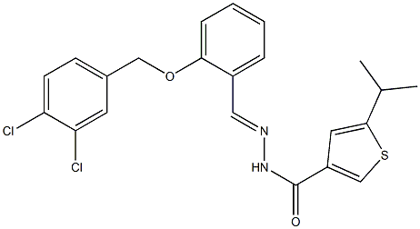 N-[(E)-[2-[(3,4-dichlorophenyl)methoxy]phenyl]methylideneamino]-5-propan-2-ylthiophene-3-carboxamide Struktur