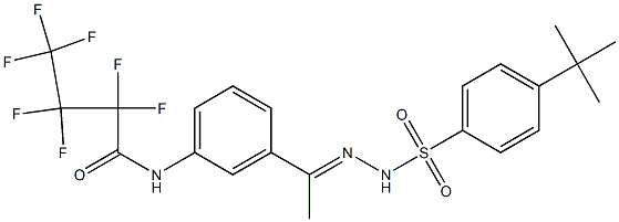 N-[3-[(E)-N-[(4-tert-butylphenyl)sulfonylamino]-C-methylcarbonimidoyl]phenyl]-2,2,3,3,4,4,4-heptafluorobutanamide Struktur