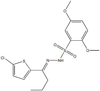 N-[(E)-1-(5-chlorothiophen-2-yl)butylideneamino]-2,5-dimethoxybenzenesulfonamide Struktur