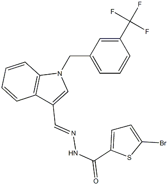 5-bromo-N-[(E)-[1-[[3-(trifluoromethyl)phenyl]methyl]indol-3-yl]methylideneamino]thiophene-2-carboxamide Struktur