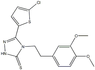 3-(5-chlorothiophen-2-yl)-4-[2-(3,4-dimethoxyphenyl)ethyl]-1H-1,2,4-triazole-5-thione Struktur