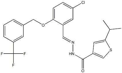 N-[(E)-[5-chloro-2-[[3-(trifluoromethyl)phenyl]methoxy]phenyl]methylideneamino]-5-propan-2-ylthiophene-3-carboxamide Struktur