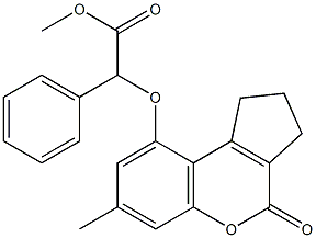 methyl 2-[(7-methyl-4-oxo-2,3-dihydro-1H-cyclopenta[c]chromen-9-yl)oxy]-2-phenylacetate Struktur