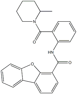 N-[2-(2-methylpiperidine-1-carbonyl)phenyl]dibenzofuran-4-carboxamide Struktur