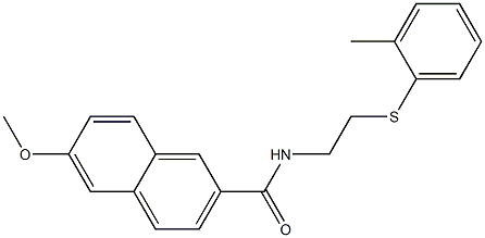 6-methoxy-N-[2-(2-methylphenyl)sulfanylethyl]naphthalene-2-carboxamide Struktur