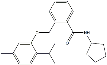 N-cyclopentyl-2-[(5-methyl-2-propan-2-ylphenoxy)methyl]benzamide Struktur