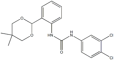 1-(3,4-dichlorophenyl)-3-[2-(5,5-dimethyl-1,3-dioxan-2-yl)phenyl]urea Struktur