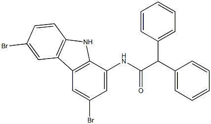 N-(3,6-dibromo-9H-carbazol-1-yl)-2,2-diphenylacetamide Struktur