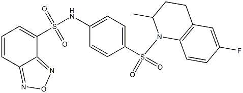 N-[4-[(6-fluoro-2-methyl-3,4-dihydro-2H-quinolin-1-yl)sulfonyl]phenyl]-2,1,3-benzoxadiazole-4-sulfonamide Struktur