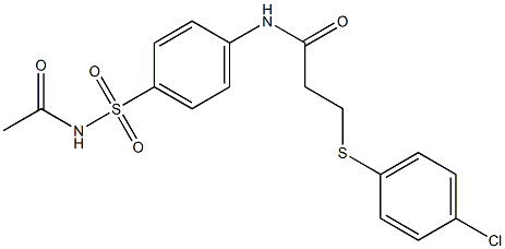 N-[4-(acetylsulfamoyl)phenyl]-3-(4-chlorophenyl)sulfanylpropanamide Struktur