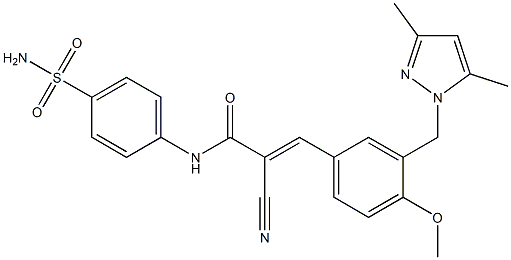 (E)-2-cyano-3-[3-[(3,5-dimethylpyrazol-1-yl)methyl]-4-methoxyphenyl]-N-(4-sulfamoylphenyl)prop-2-enamide Struktur