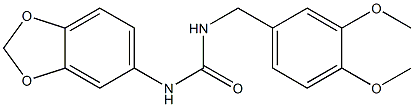 1-(1,3-benzodioxol-5-yl)-3-[(3,4-dimethoxyphenyl)methyl]urea Struktur